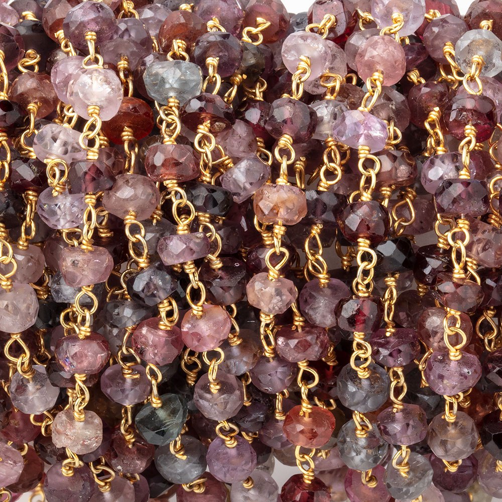 4mm Multi Color Spinel faceted rondelle Vermeil Chain by the foot 39 beads (ONLINE ORDER ONLY)