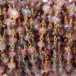 4mm Multi Color Spinel faceted rondelle Vermeil Chain by the foot 39 beads (ONLINE ORDER ONLY)