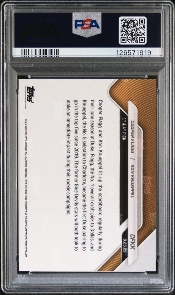 Graded 2025 Topps Now Cooper Flagg/Kon Knueppel #CFKK Rookie RC Basketball Card PSA 10 Gem Mint