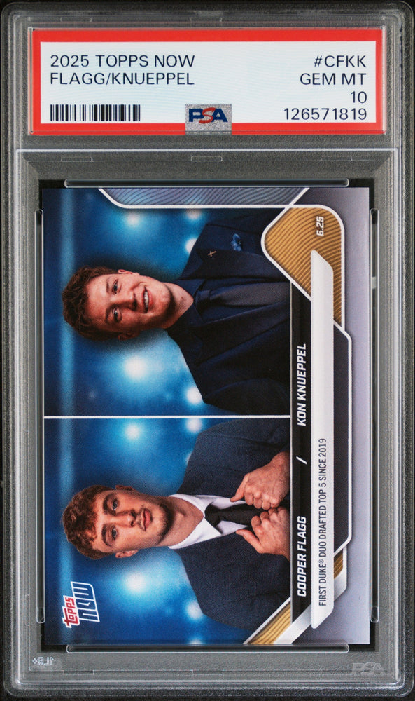 Graded 2025 Topps Now Cooper Flagg/Kon Knueppel #CFKK Rookie RC Basketball Card PSA 10 Gem Mint