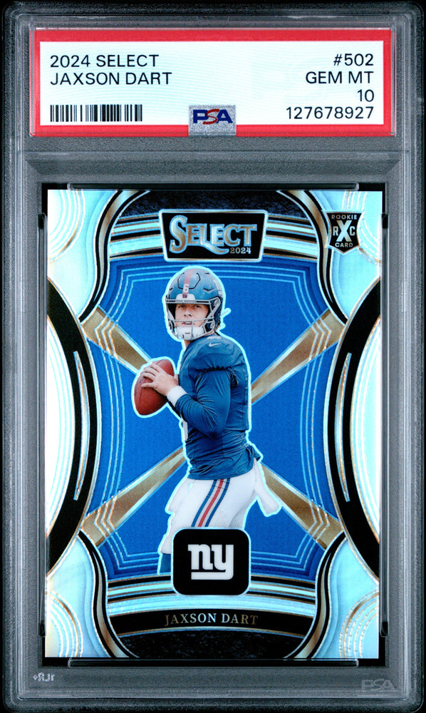 Graded 2024 Panini Select Jaxson Dart #502 XRC Silver Prizm Rookie RC Football Card PSA 10 Gem Mint (ONLINE ORDER ONLY)