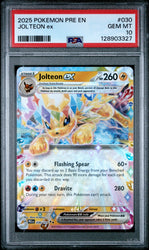 Graded 2025 PKM PRE EN Jolteon ex #030 Trading Card Game Trading Card Game PSA 10 Gem Mint (ONLINE ORDER ONLY)