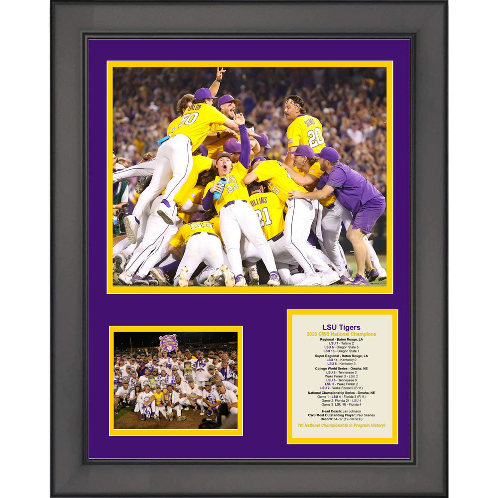 Framed LSU Tigers 2023 Men's College World Series NCAA National Champions 11"x14" Baseball Three Photo Collage (ONLINE ORDER ONLY)