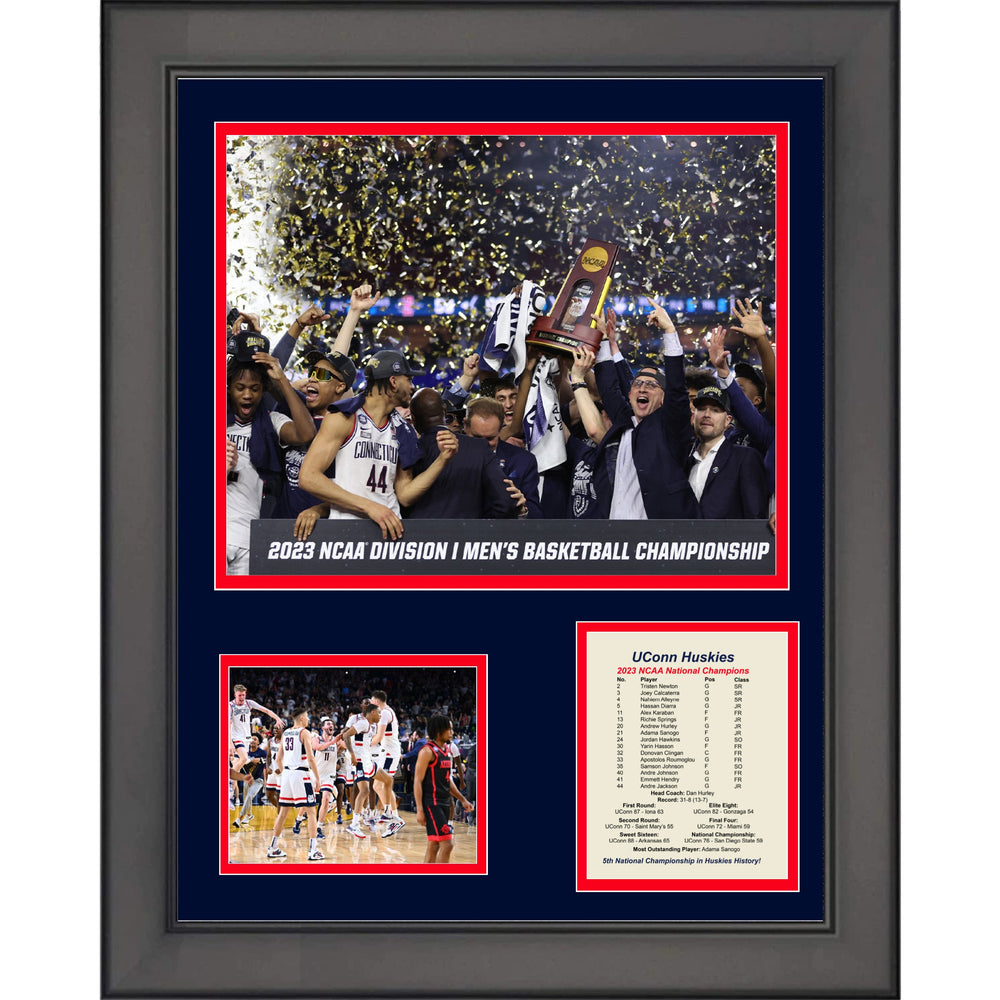Framed UConn Huskies 2023 NCAA National Champions 11"x14" College Basketball Three Photo Collage (ONLINE ORDER ONLY)