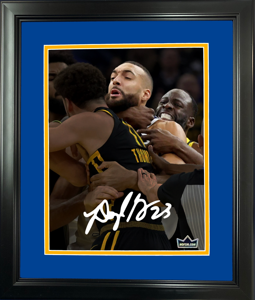 Framed Draymond Green Rudy Gobert Choke Hold Facsimile Laser Engraved Signature Auto 11"x14" Basketball Photo HOFSM Holo (ONLINE ORDER ONLY)