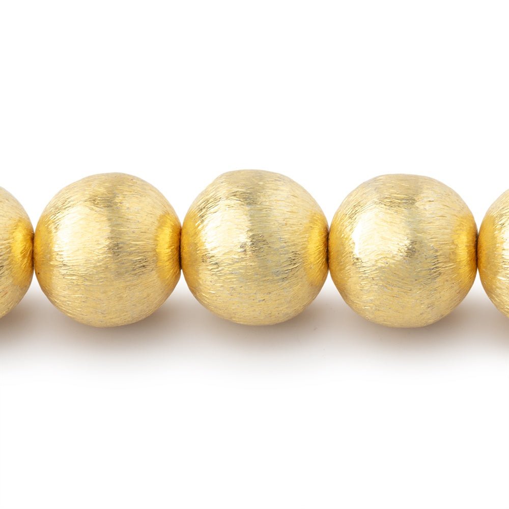 12mm 22kt Gold Plated Brushed Round Beads 8 inch 18 pieces (ONLINE ORDER ONLY)