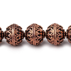 12mm Antiqued Copper Moroccan Round 8 inch 19 Beads