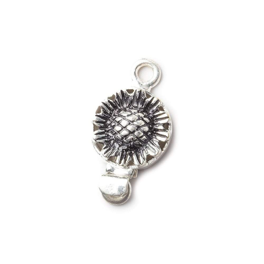 12mm Antiqued Sterling Silver plated Box Clasp Sunflower Design 1 piece (ONLINE ORDER ONLY)