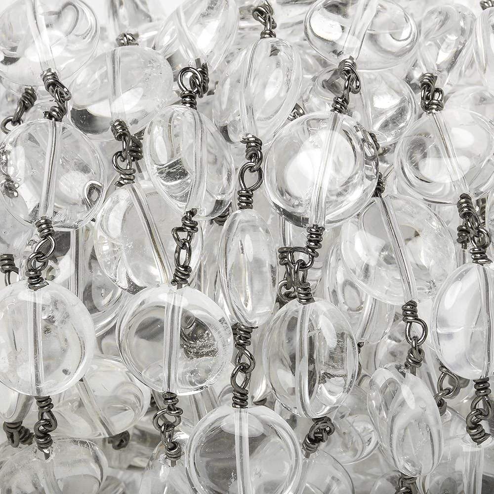 12mm Crystal Quartz plain coin Black Gold Chain by the foot 16 pieces (ONLINE ORDER ONLY)