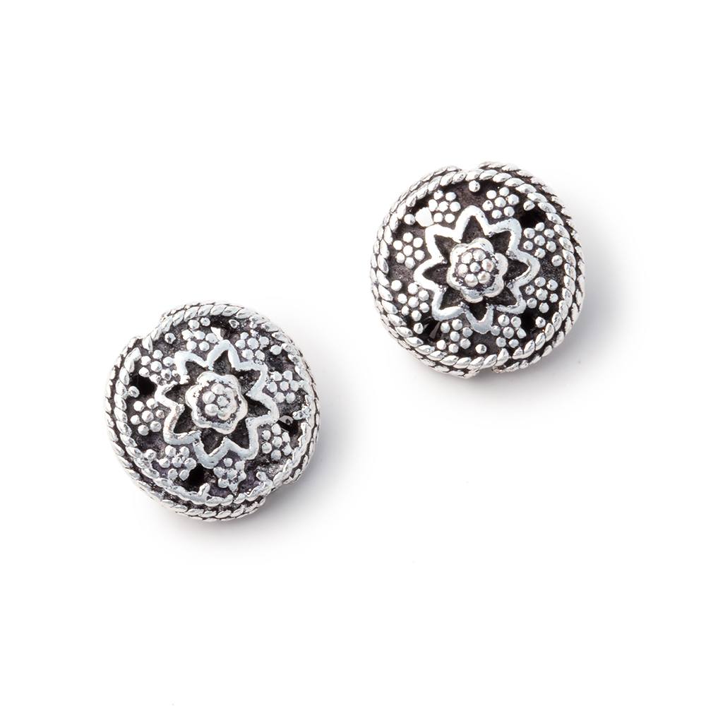 12mm Floral Design Coin Set of 2 Beads (ONLINE ORDER ONLY)
