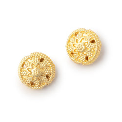 12mm Floral Design Coin Set of 2 Beads (ONLINE ORDER ONLY)