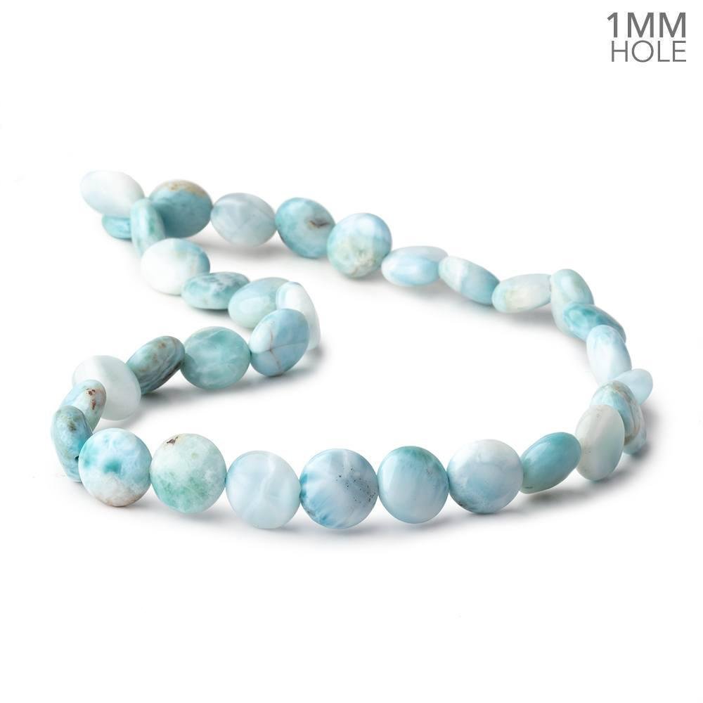 12mm Larimar Plain Coin Beads 15 inch 33 pieces AA 1mm Large Hole (ONLINE ORDER ONLY)