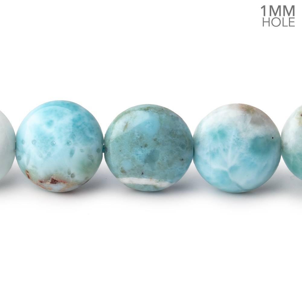 12mm Larimar Plain Coin Beads 15 inch 33 pieces AA 1mm Large Hole (ONLINE ORDER ONLY)