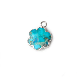 12mm Silver Leafed Enhanced Turquoise Faceted Quatrafoil Focal Bead Pendant sold as 1 piece (ONLINE ORDER ONLY)
