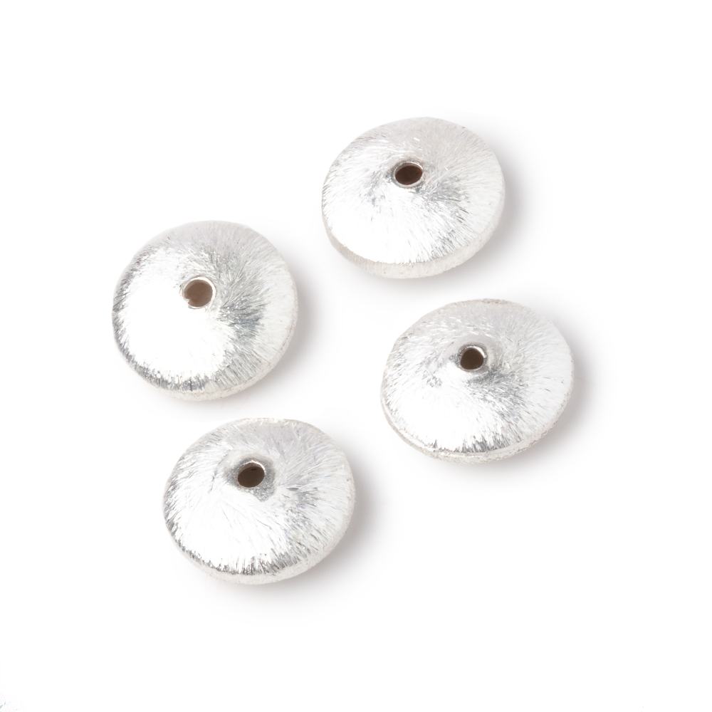 12mm Silver Plated Copper Brushed Rondelle Beads Set of 4 pieces (ONLINE ORDER ONLY)