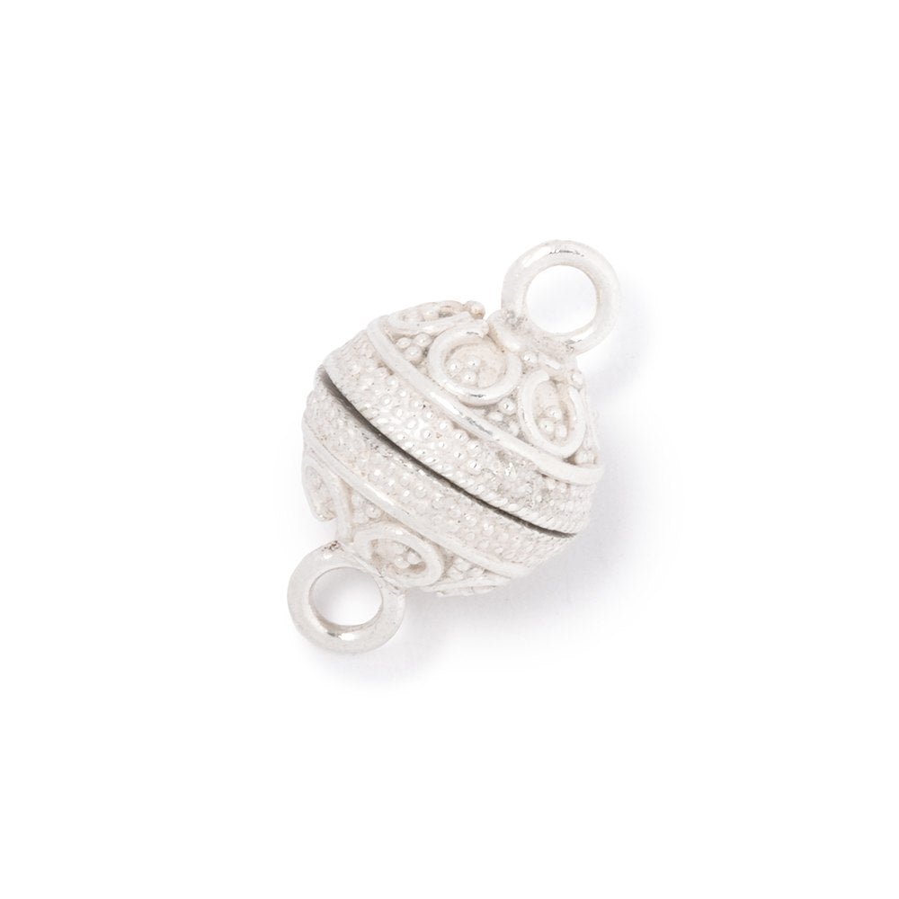 12mm Sterling Silver Miligrain Circle Magnetic Clasp 1 piece (ONLINE ORDER ONLY)