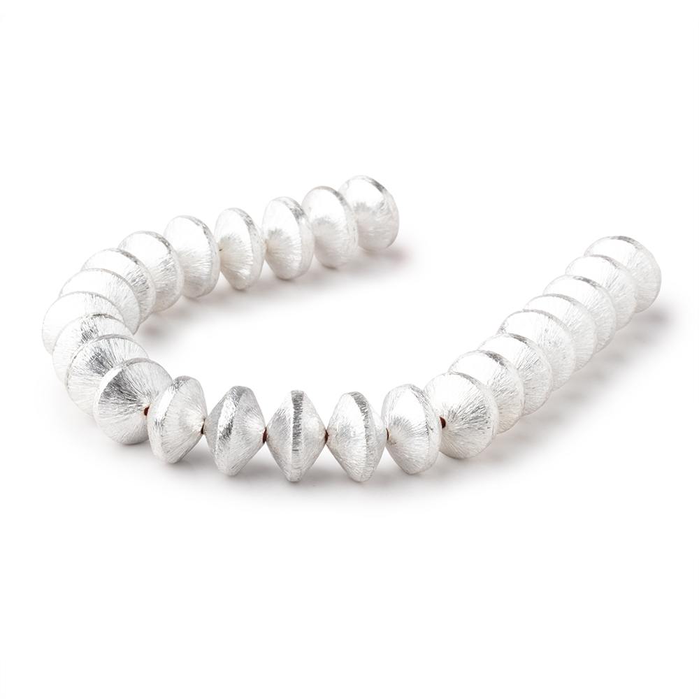12mm Sterling Silver Plated Copper Brushed Disc Beads 8 inch 23 pieces (ONLINE ORDER ONLY)