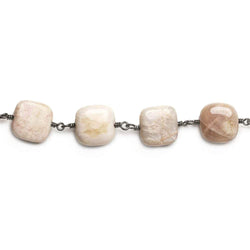 12mm Sunstone plain cushion Black Gold Chain by the foot 16 beads