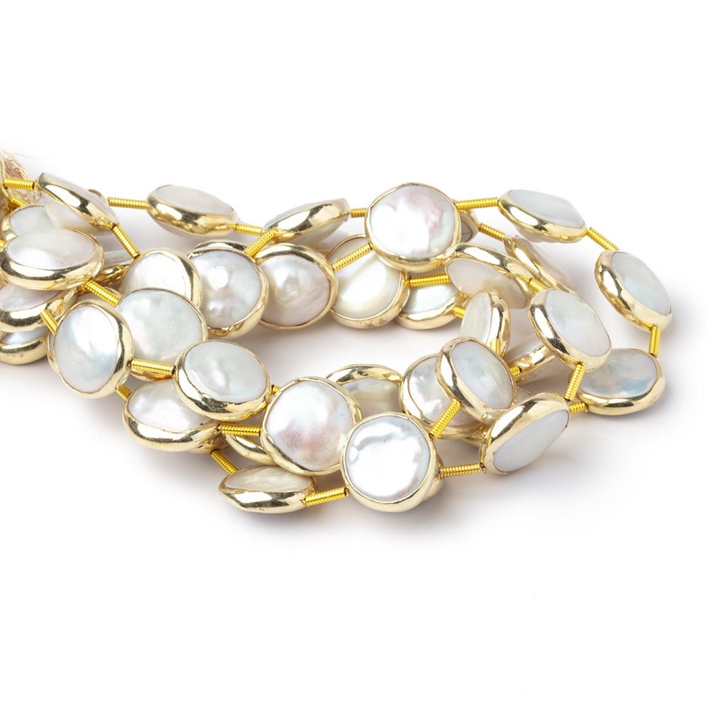 11mm Vermeil Bezel Off White Coin Pearl Strand 12 Beads (ONLINE ORDER ONLY)