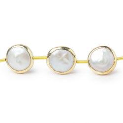 11mm Vermeil Bezel Off White Coin Pearl Strand 12 Beads (ONLINE ORDER ONLY)