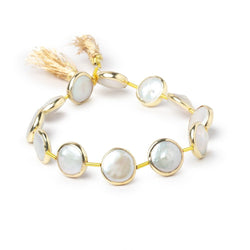11mm Vermeil Bezel Off White Coin Pearl Strand 12 Beads (ONLINE ORDER ONLY)