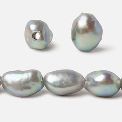 12x10-14x10mm Verde Silver Large Hole Straight Drilled Baroque Freshwater Pearls 15 in 29 pcs (ONLINE ORDER ONLY)
