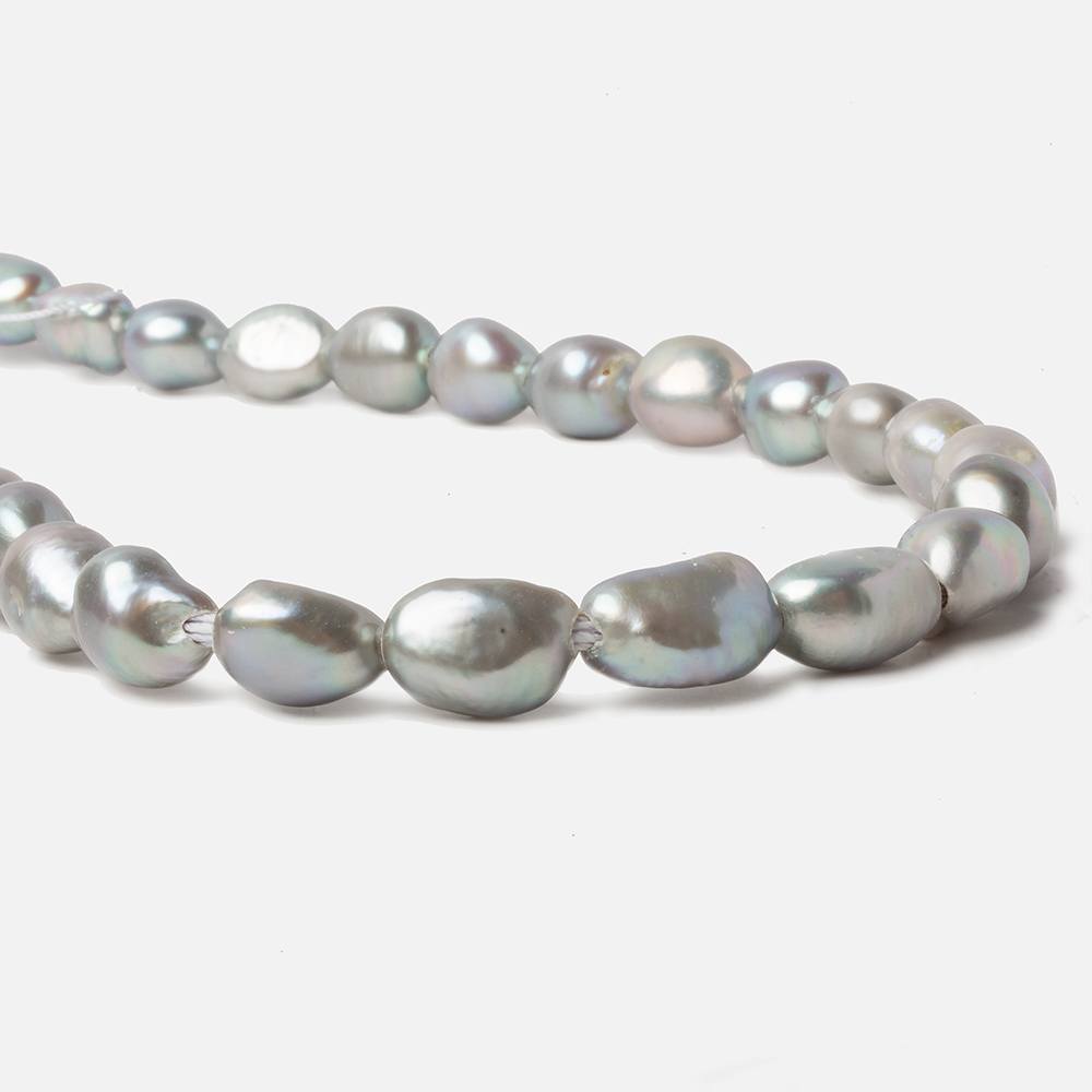 12x10-14x10mm Verde Silver Large Hole Straight Drilled Baroque Freshwater Pearls 15 in 29 pcs (ONLINE ORDER ONLY)