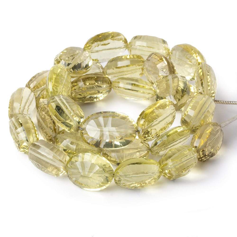 12x10-14x11mm Lemon Quartz Concave Faceted Oval beads 15 inch 30 pieces AAA (ONLINE ORDER ONLY)