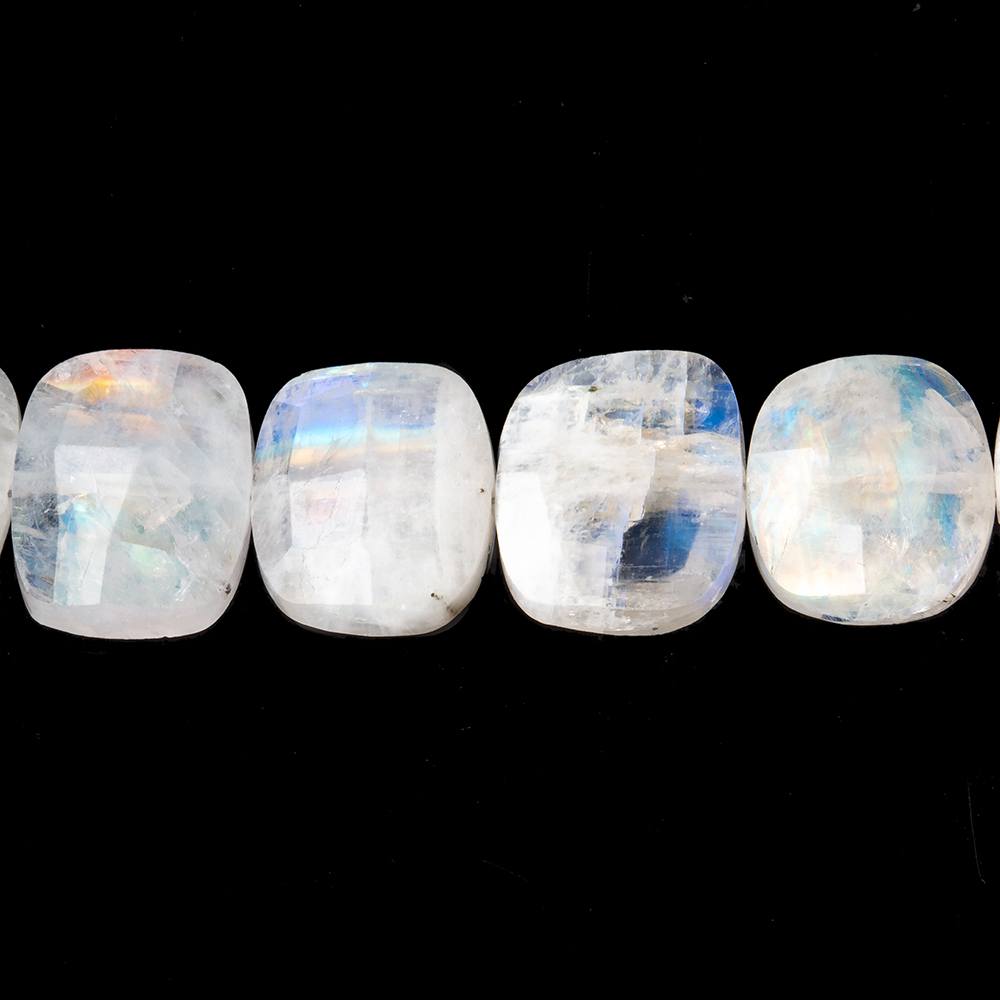 12x10-15x11mm Rainbow Moonstone Faceted Cushion Beads 7.5 inch 16 pieces (ONLINE ORDER ONLY)