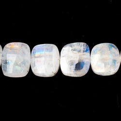12x10-15x11mm Rainbow Moonstone Faceted Cushion Beads 7.5 inch 16 pieces (ONLINE ORDER ONLY)