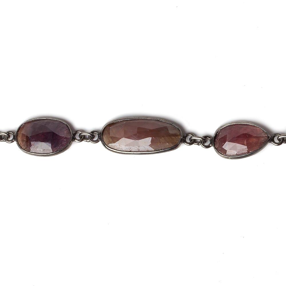 12x10-18x10mm Black Gold plated Silver Bezel Ruby Nugget Chain 13 pieces (ONLINE ORDER ONLY)