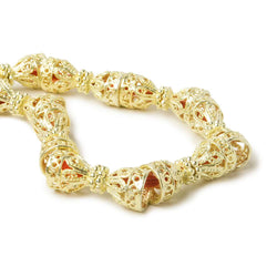 12x10mm 14kt Gold plated Copper Cone Filigree and Miligrain Top  8 inch 18 beads (ONLINE ORDER ONLY)
