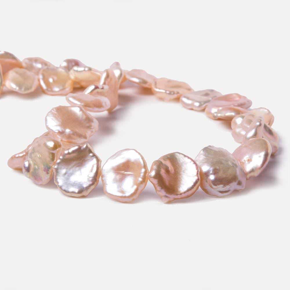 12x12-16x14mm Salmon Keshi side drilled Freshwater Pearls 16 inch 34 pieces (ONLINE ORDER ONLY)