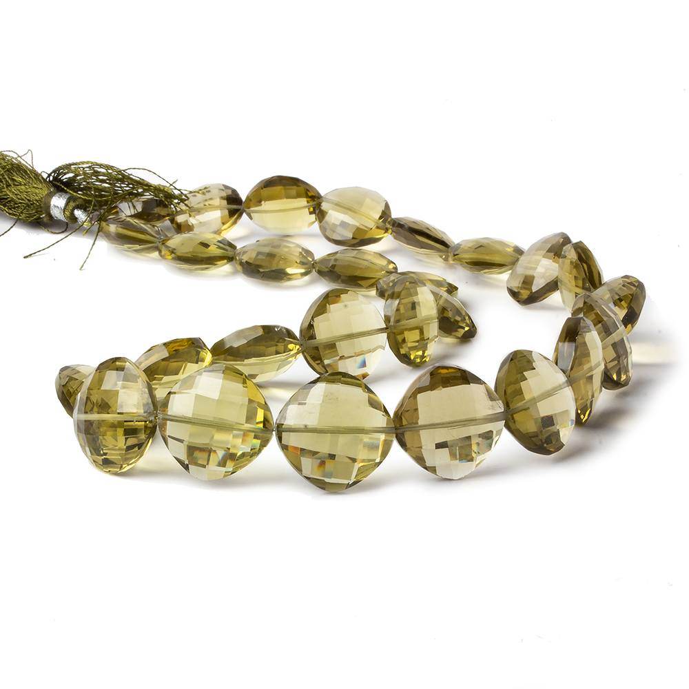 13x13-17x17mm Olive Green Quartz Faceted Pillow 16 inch 26 beads (ONLINE ORDER ONLY)