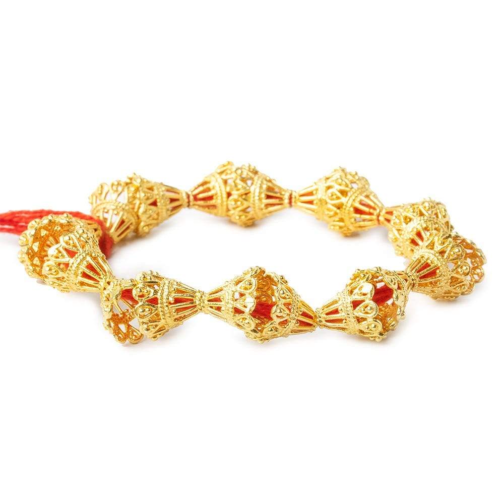 12x12mm 22kt Gold Plated Copper Victorian with Scalloped Edge Cone 8 inch 20 pieces (ONLINE ORDER ONLY)