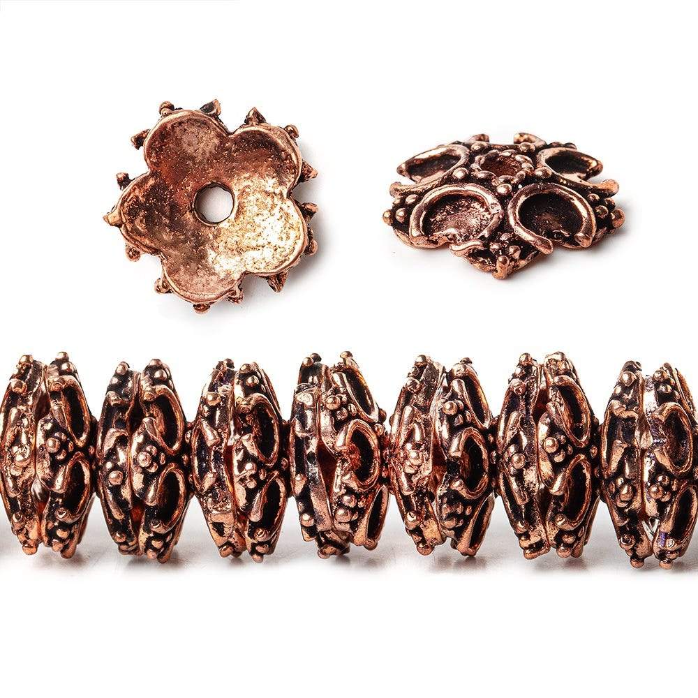 12x12mm Copper Bead Cap with Granulated Floral 8 inch 66 pcs (ONLINE ORDER ONLY)