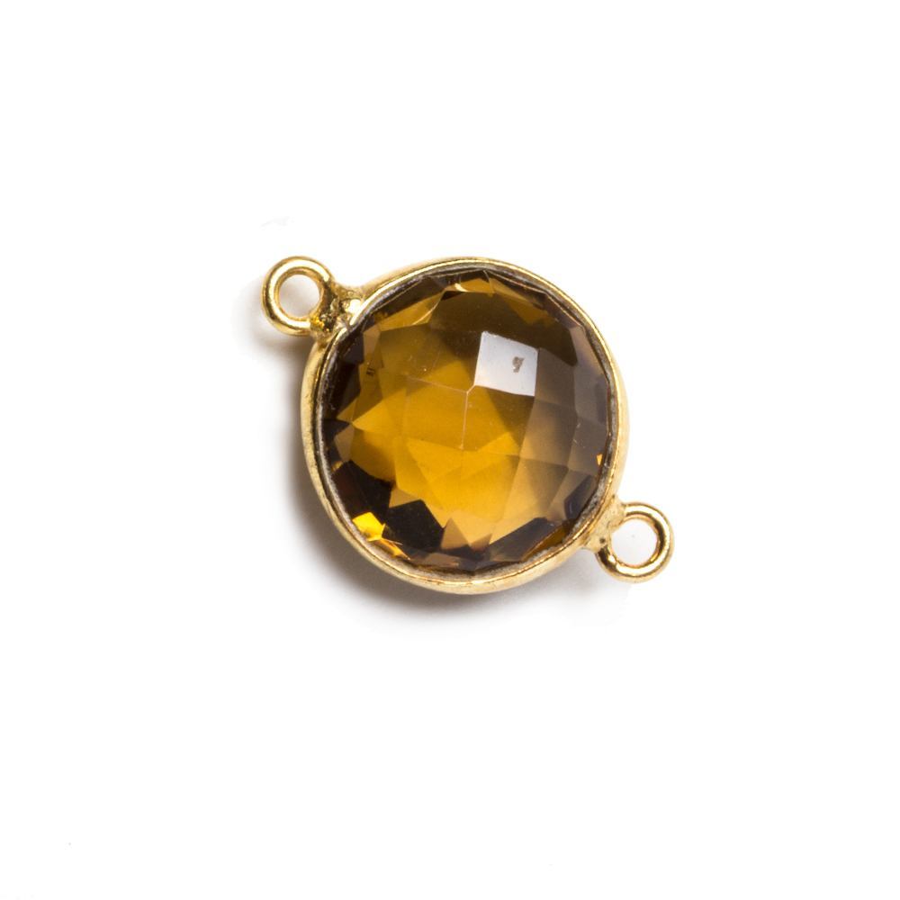 12x12mm Vermeil Bezeled Whiskey Quartz faceted coin Connector 1 piece (ONLINE ORDER ONLY)