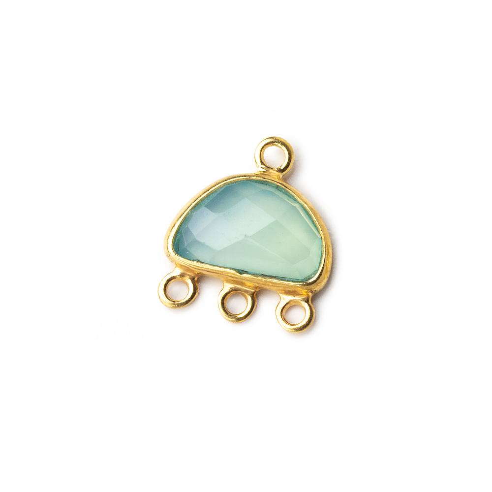 12x13mm Vermeil Bezel Seafoam Green Chalcedony Half Moon 3 ring Connector 1 focal bead (ONLINE ORDER ONLY)