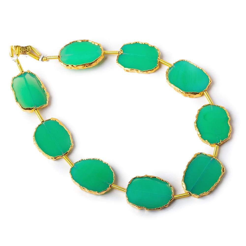 12x15-13x16mm Gold Leafed Mint Green Onyx straight drilled Slices 8 inch 9 beads (ONLINE ORDER ONLY)