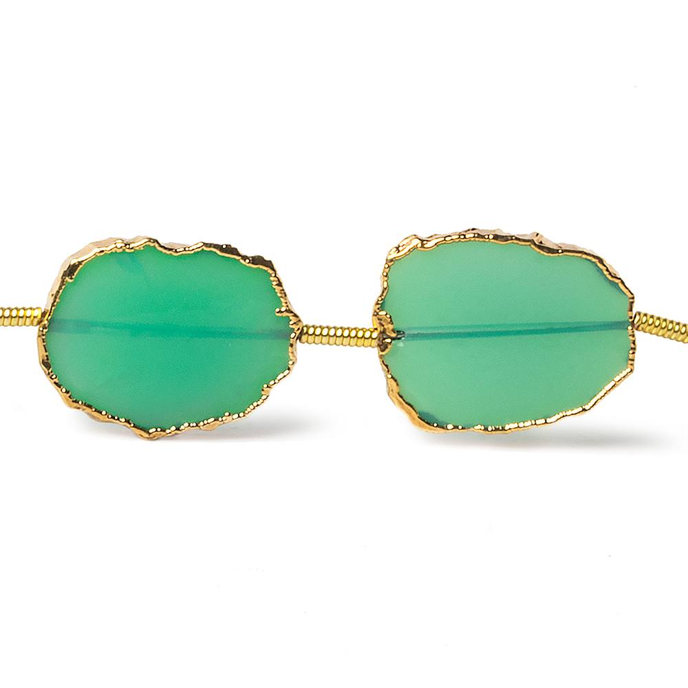 12x15-13x16mm Gold Leafed Mint Green Onyx straight drilled Slices 8 inch 9 beads (ONLINE ORDER ONLY)