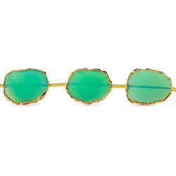 12x15-13x16mm Gold Leafed Mint Green Onyx straight drilled Slices 8 inch 9 beads (ONLINE ORDER ONLY)