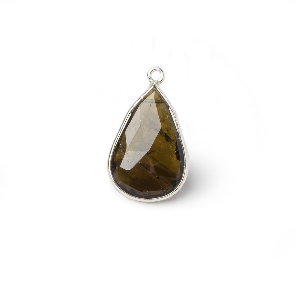 12x20mm Silver Bezel Green Tourmaline Pear Pendant 1 Piece (ONLINE ORDER ONLY)