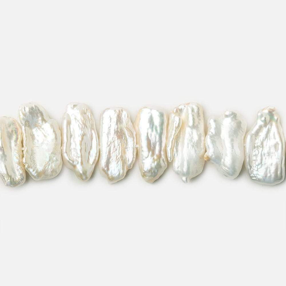 12x6-20x7mm Off White Biwa Side Drilled Freshwater Pearls 14.5 inch 47 pcs (ONLINE ORDER ONLY)