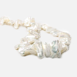 12x6-20x7mm Off White Biwa Side Drilled Freshwater Pearls 14.5 inch 47 pcs (ONLINE ORDER ONLY)