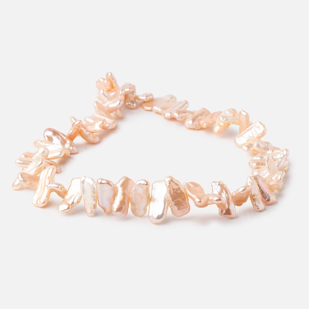 12x7-18x8mm Rosy Peach Side Drill Biwa Freshwater Pearls 16 inch 54 Beads (ONLINE ORDER ONLY)