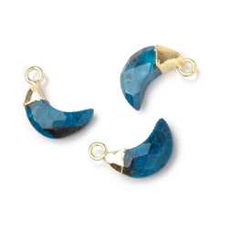 12x7mm Gold Leafed Chrysocolla Faceted Crescent Moon 1 Focal Pendant (ONLINE ORDER ONLY)
