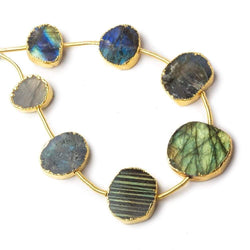12x8-20x18mm Gold Leafed Labradorite Slice Strand 7 inch 7 beads (ONLINE ORDER ONLY)