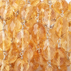 12x8mm Citrine Faceted Olive Beads on .925 Silver Chain (ONLINE ORDER ONLY)