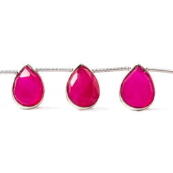 12x9-14x11mm Sterling Silver Bezeled Fuchsia Chalcedony pear Strand (ONLINE ORDER ONLY)