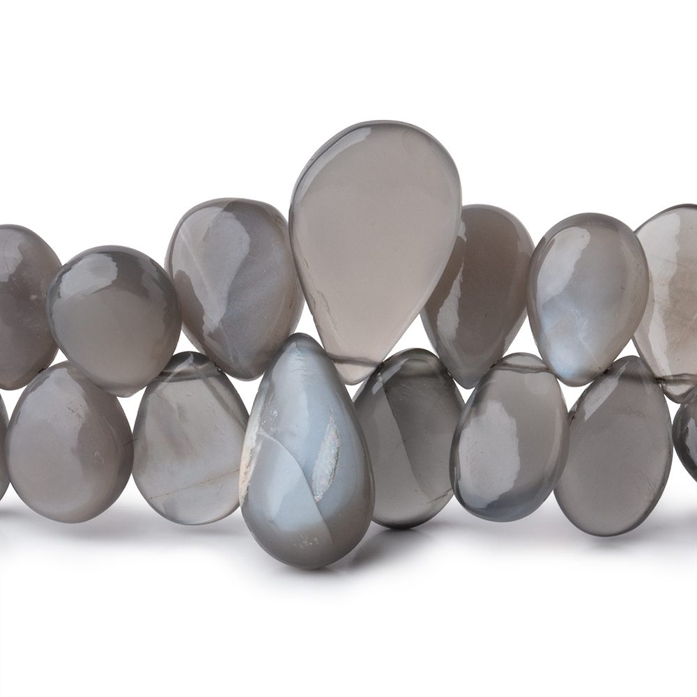 12x9-18x12mm Dark Platinum Grey Moonstone Plain Pear Beads 8 inch 50 pieces (ONLINE ORDER ONLY)